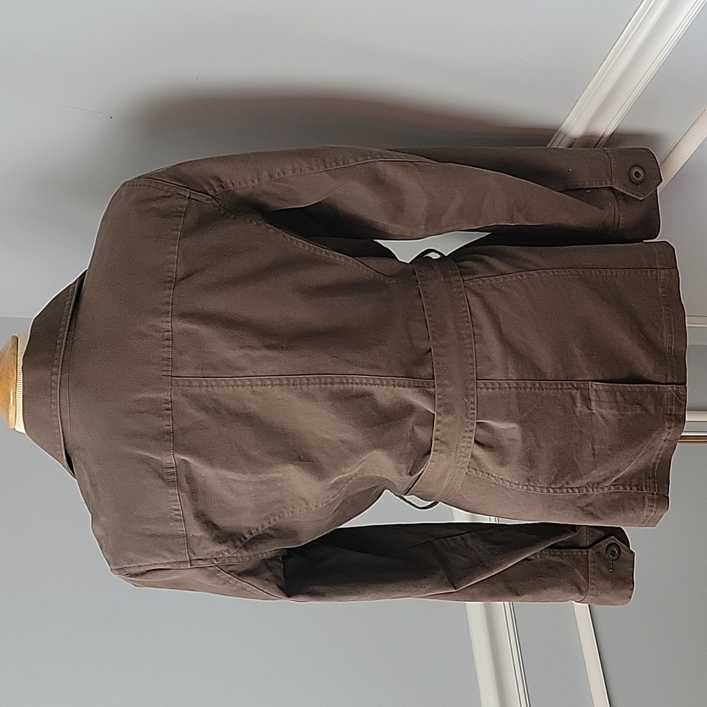 TALBOTS Brown Brushed Cotton Belted‎ Field Military Stretch Button Casual Jacket - Picture 3 of 6